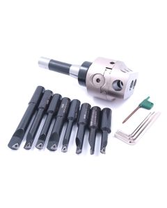 INDEXABLE TOOL SET WITH 3" BORING HEAD, R8 SHANK & 8 BORING BARS (1001-0205)