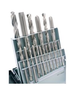 18 PIECE HIGH SPEED STEEL M2.5-M12 TAP & DRILL COMBO SET (1011-0020)