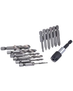 14 PIECE HIGH M3-M10 SPEED STEEL 3-IN-1 TAP & DRILL KIT (1011-0141)