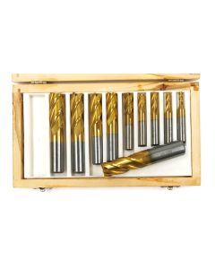 10 PIECE 4 FLUTE TiN COATED END MILL SET (5800-0010)