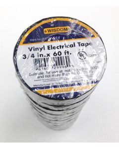 10 PIECE PACK OF 3/4" X 60 FT ELECTRICAL PVC TAPE (8070-0015)